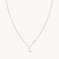 L Initial Pavé Pendant Necklace in Silver