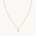 N Initial Pavé Pendant Necklace in Gold
