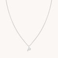 P Initial Pavé Pendant Necklace in Silver