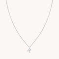 R Initial Pavé Pendant Necklace in Silver