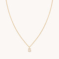 S Initial Pavé Pendant Necklace in Gold