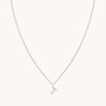 T Initial Pavé Pendant Necklace in Silver