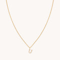 U Initial Pavé Pendant Necklace in Gold