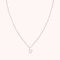 U Initial Pavé Pendant Necklace in Silver
