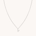V Initial Pavé Pendant Necklace in Silver