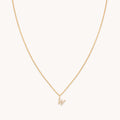 W Initial Pavé Pendant Necklace in Gold