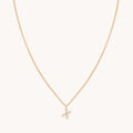 X Initial Pavé Pendant Necklace in Gold
