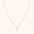 X Initial Pavé Pendant Necklace in Silver