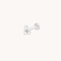 White Topaz Pear Piercing Stud in Solid White Gold