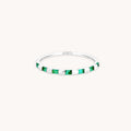 Emerald Baguette Band Ring in Solid White Gold