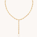 Infinite Pearl Bold Lariat Necklace in Gold