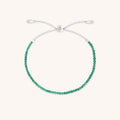 Agate May Beaded Birthstone Bracelet in Solid White Gold
