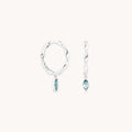 Alexandrite Charm Twist Huggies in Solid White Gold