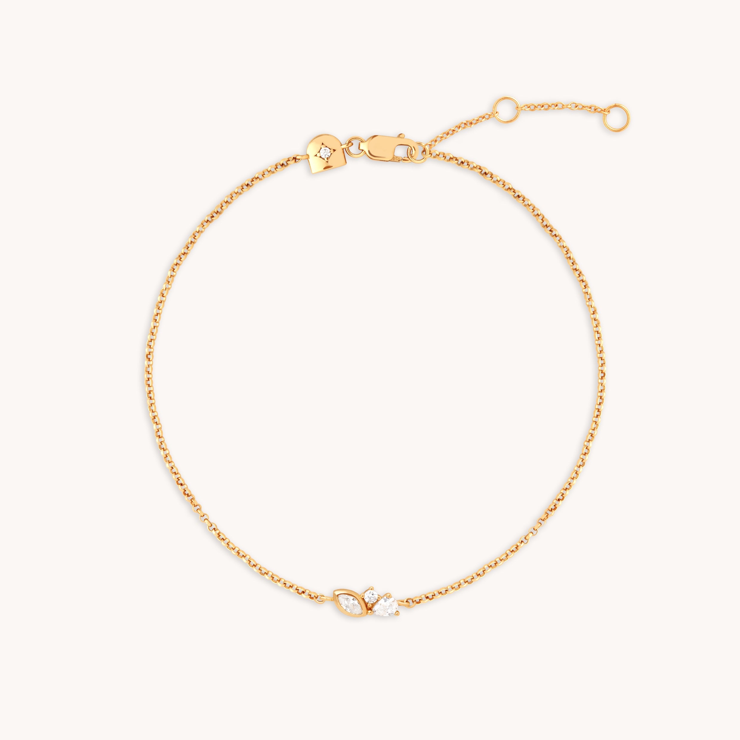 Crystal Cluster Pendant Bracelet in Gold