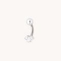 Crystal Cluster Titanium Belly Bar in Silver