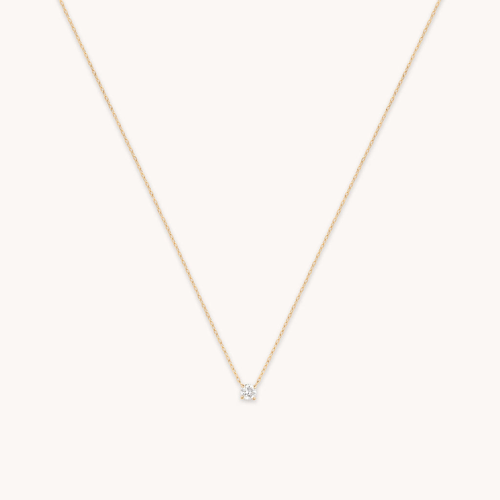 Diamond Solitaire Pendant Necklace in Solid Gold