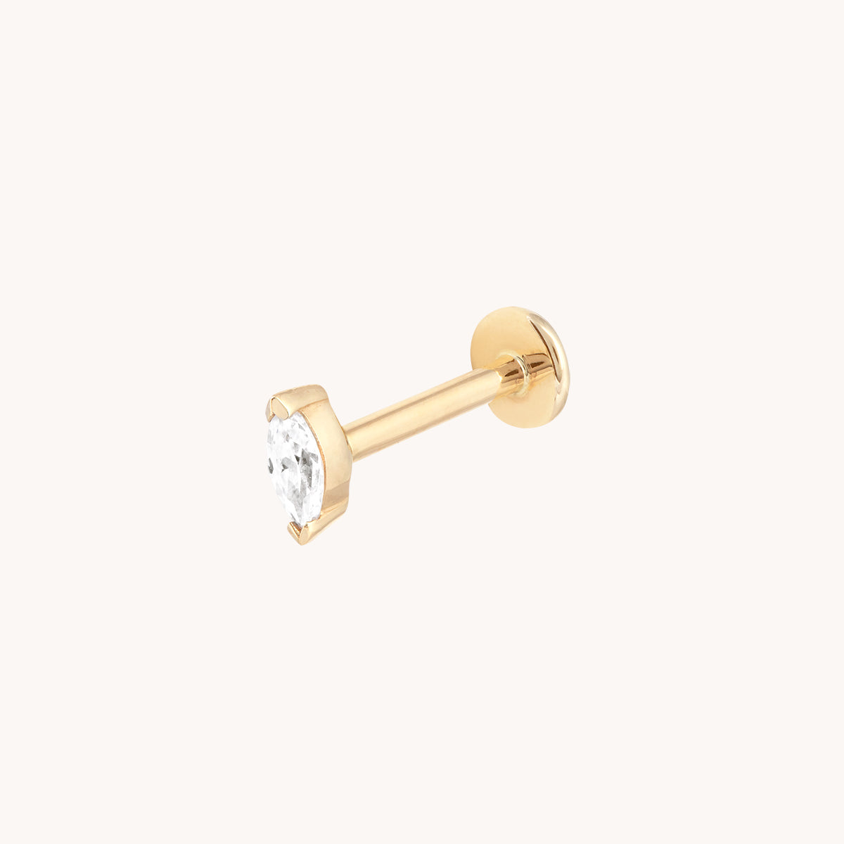 Diamond Marquise Piercing Stud in Solid Gold