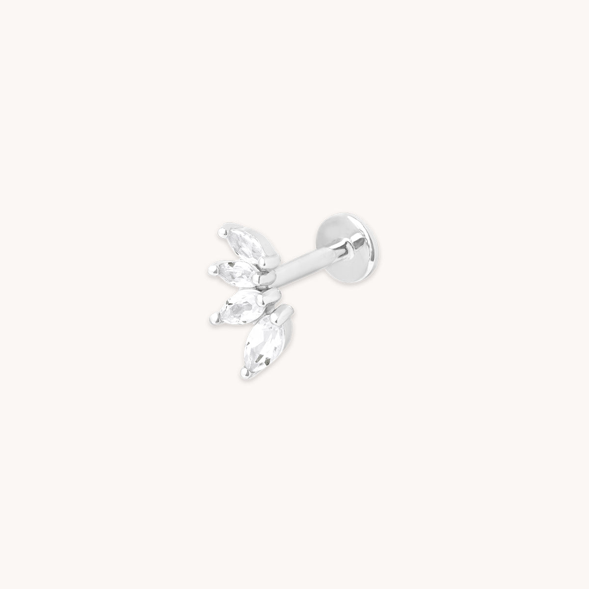 Diamond Marquise Fan Piercing Stud in Solid White Gold