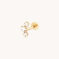 Diamond Curved Piercing Stud in Solid Gold
