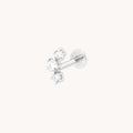 Diamond Curved Piercing Stud in Solid White Gold