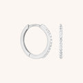 Diamond Pavé Hoops in Solid White Gold