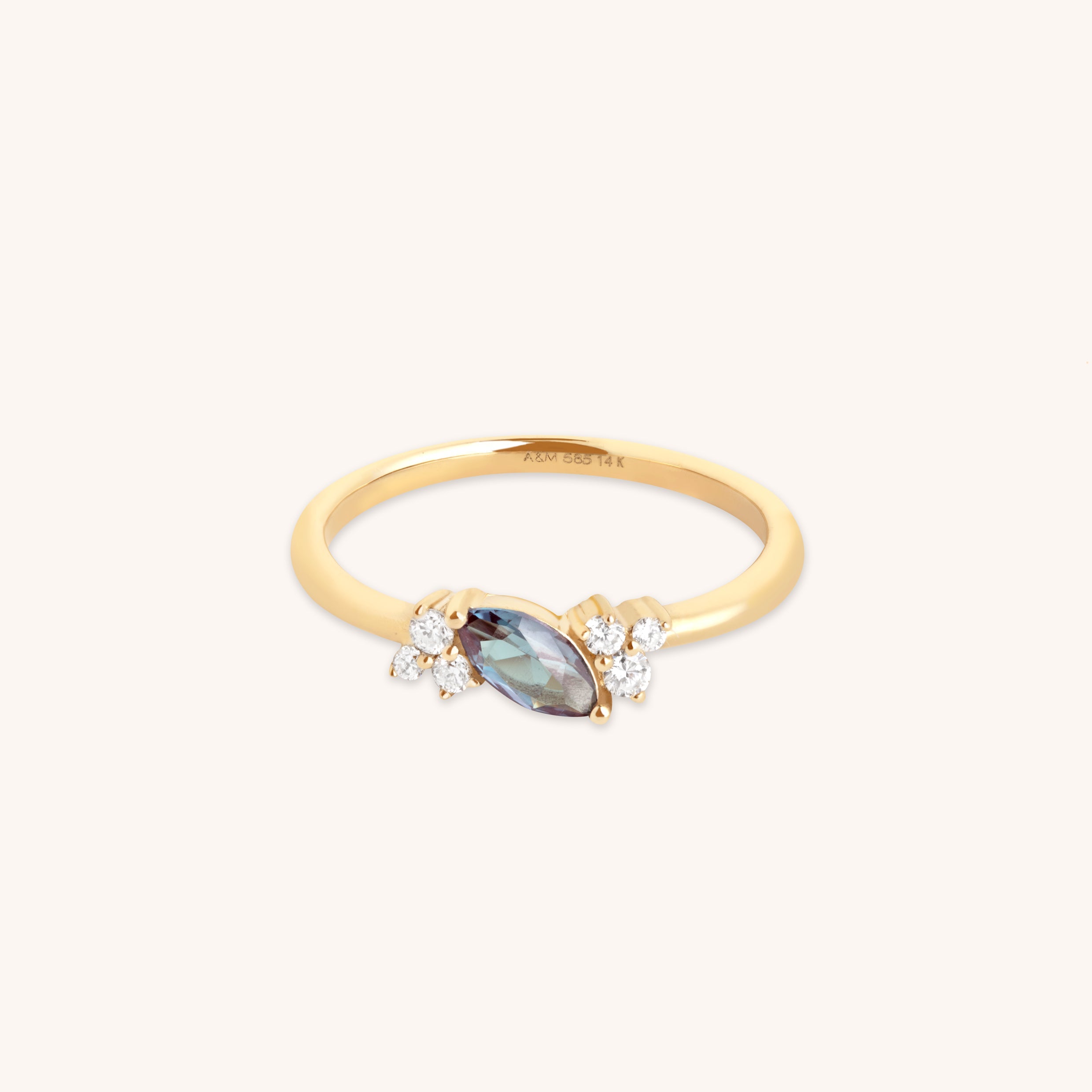 Alexandrite Diamond Milestone Ring in Solid Gold