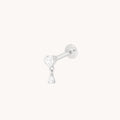 Heart White Topaz Piercing Stud in Solid White Gold
