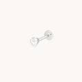 White Topaz Heart Piercing Stud in Solid White Gold