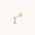 Blue Spinel Charm Piercing Stud in Solid Gold