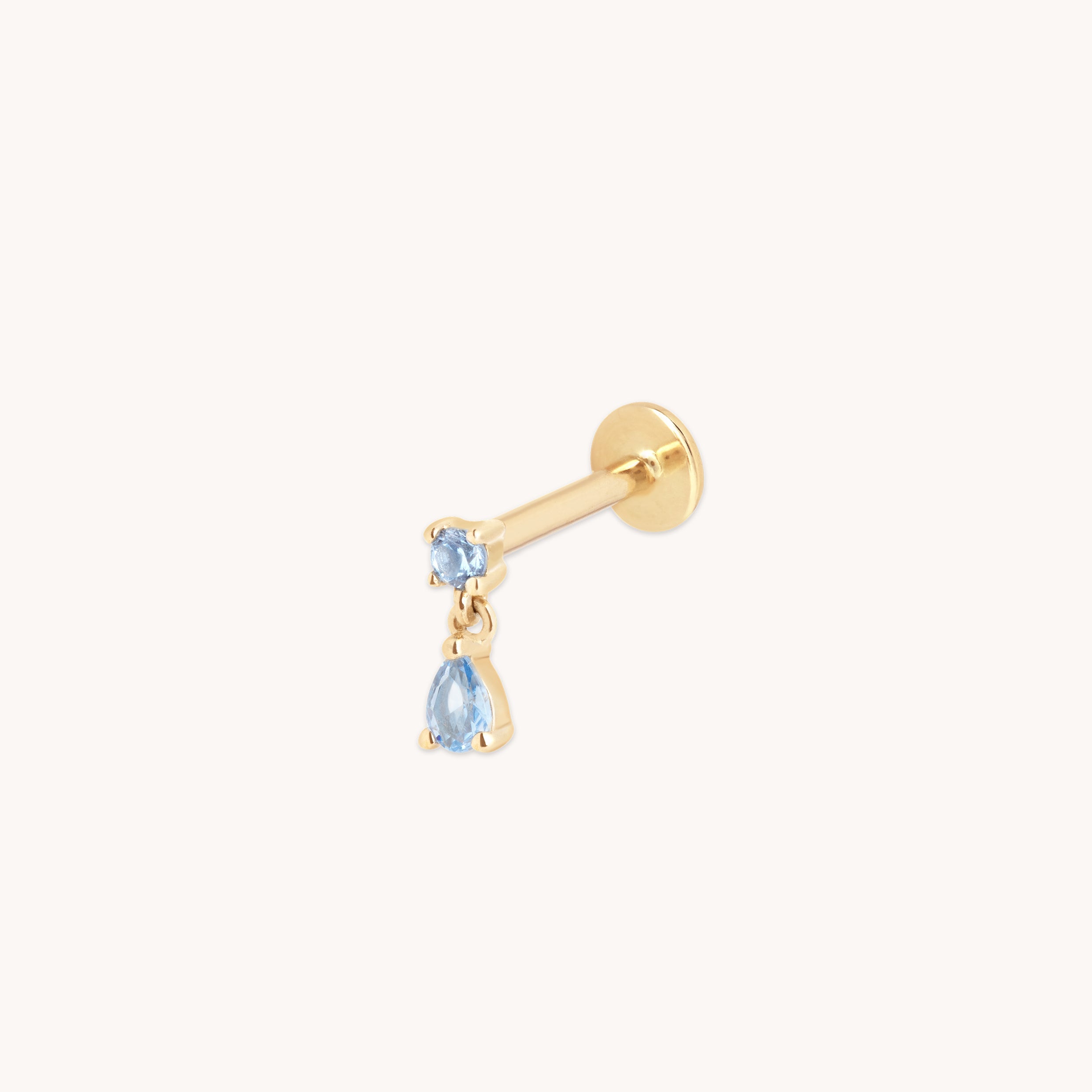 Blue Spinel Charm Piercing Stud in Solid Gold
