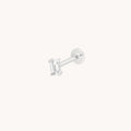 Diamond Baguette Piercing Stud in Solid White Gold