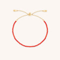 Carnelian July Beaded Bracelet in Solid Gold