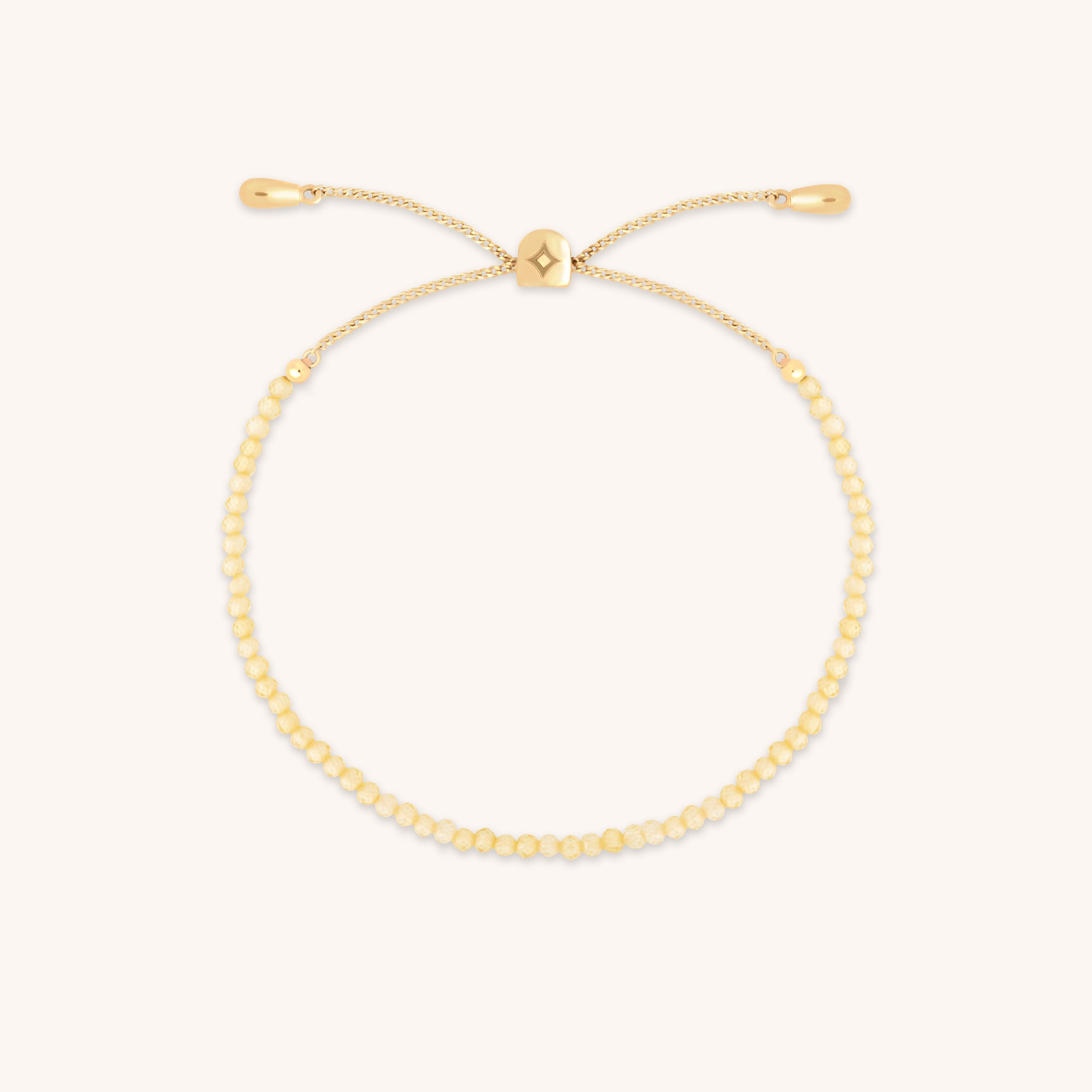 Citrine November Beaded Bracelet in Solid Gold