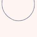 Amethyst February Beaded Necklace in Solid Gold