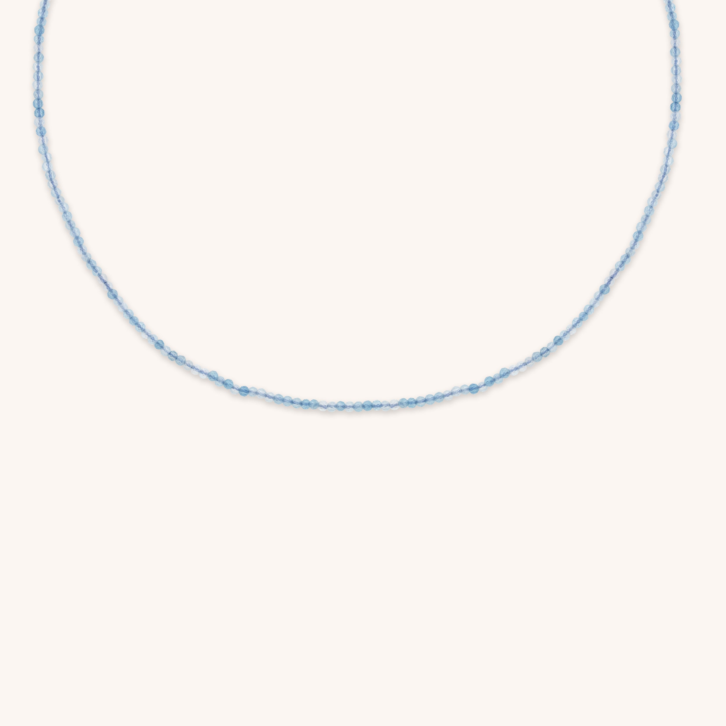 Aquamarine March Beaded Necklace in Solid Gold