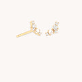 Diamond & Pearl Climber Studs in Solid Gold