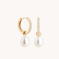 Diamond & Pearl Charm Huggies in Solid Gold