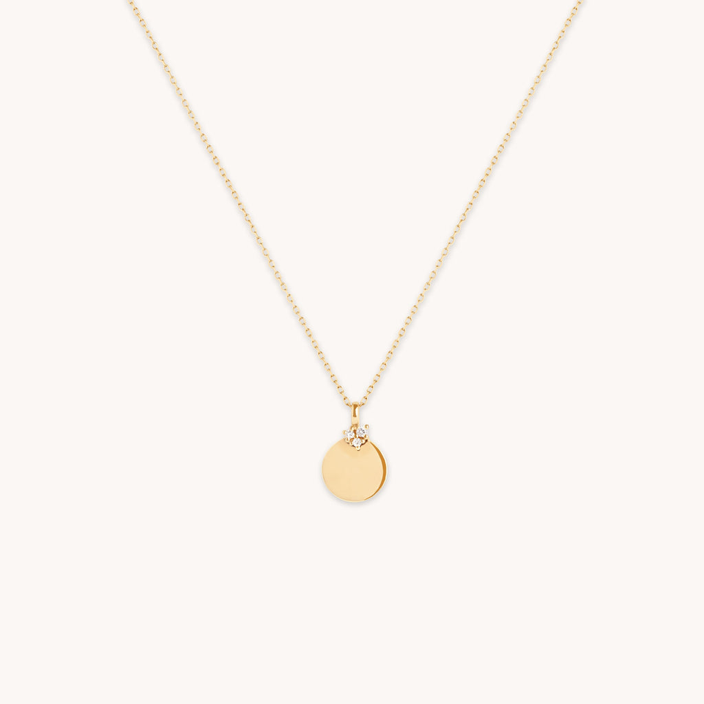 Diamond Coin Pendant Necklace in Solid Gold