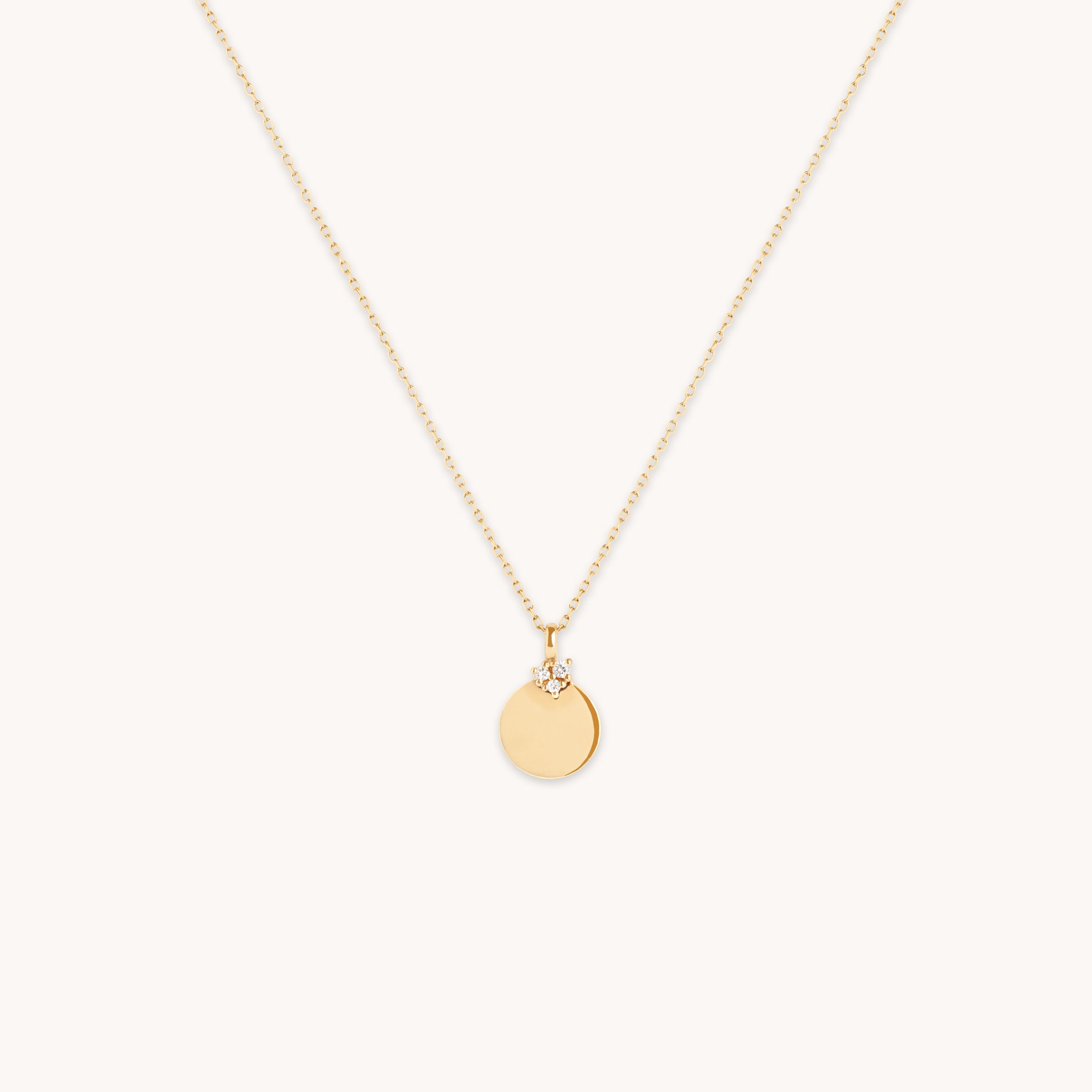 Diamond Coin Pendant Necklace in Solid Gold