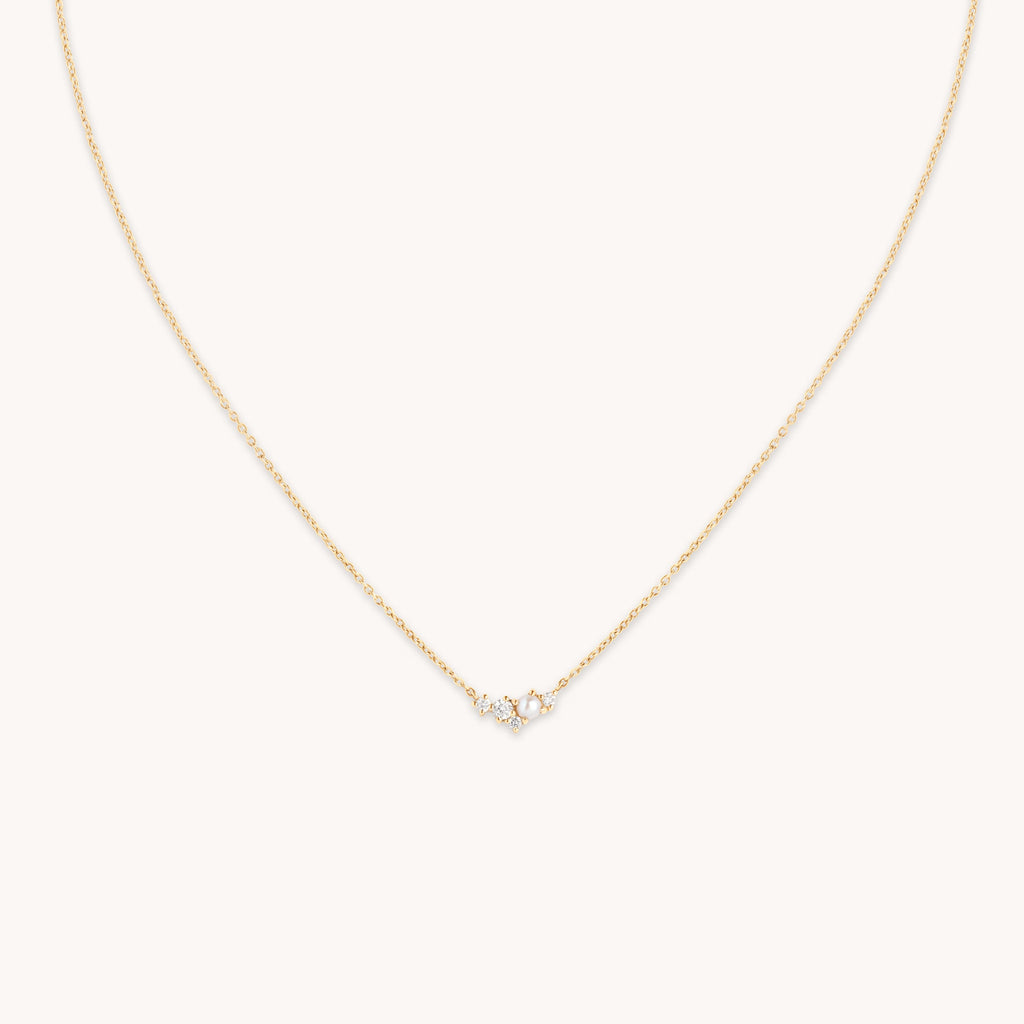 Diamond & Pearl Pendant Necklace in Solid Gold