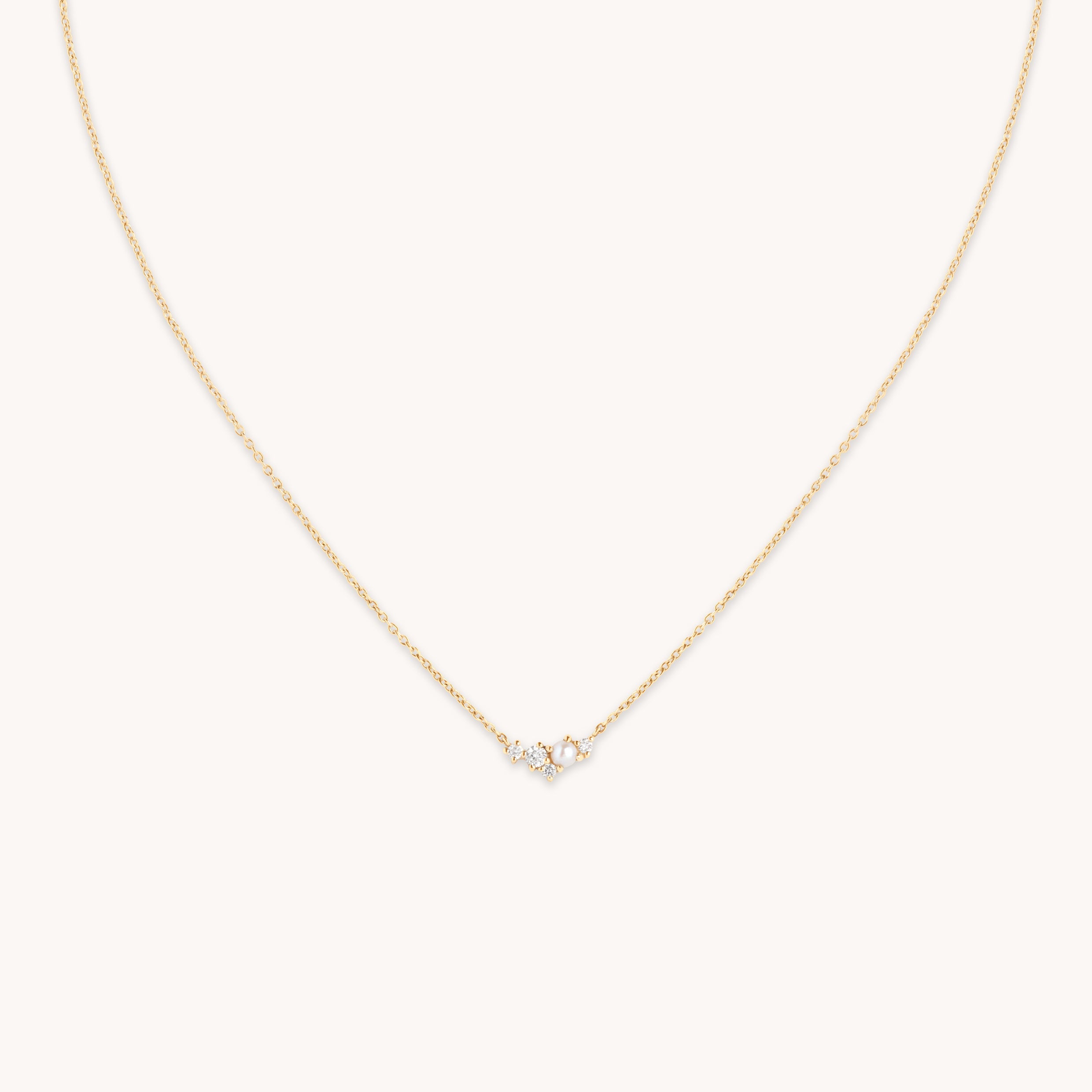 Diamond & Pearl Pendant Necklace in Solid Gold