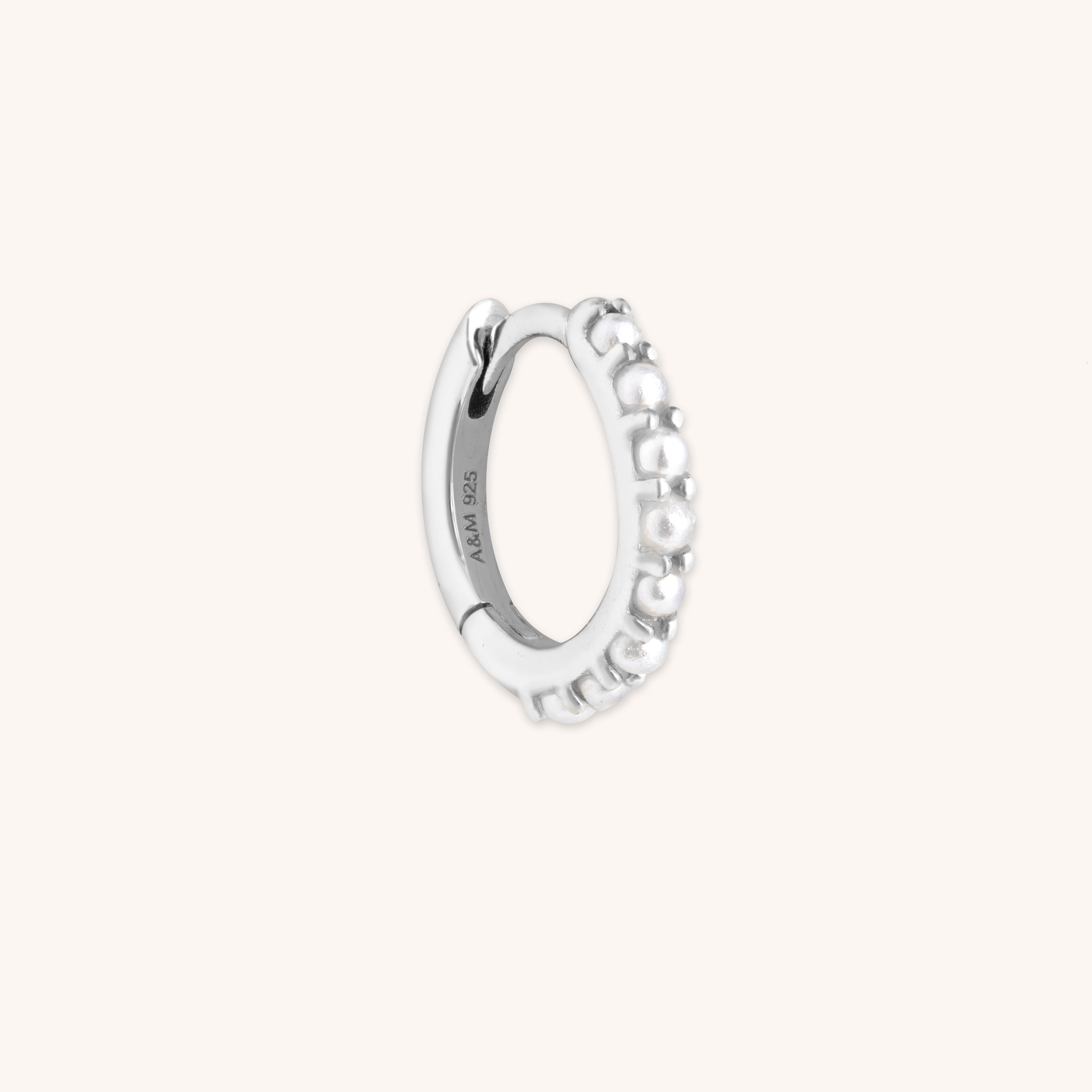 Pearl Single Hoop in Silver