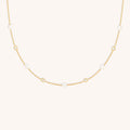 Pearl & Crystal Charm Necklace in Gold