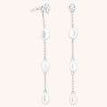 Pearl Chain Drop Studs in Silver