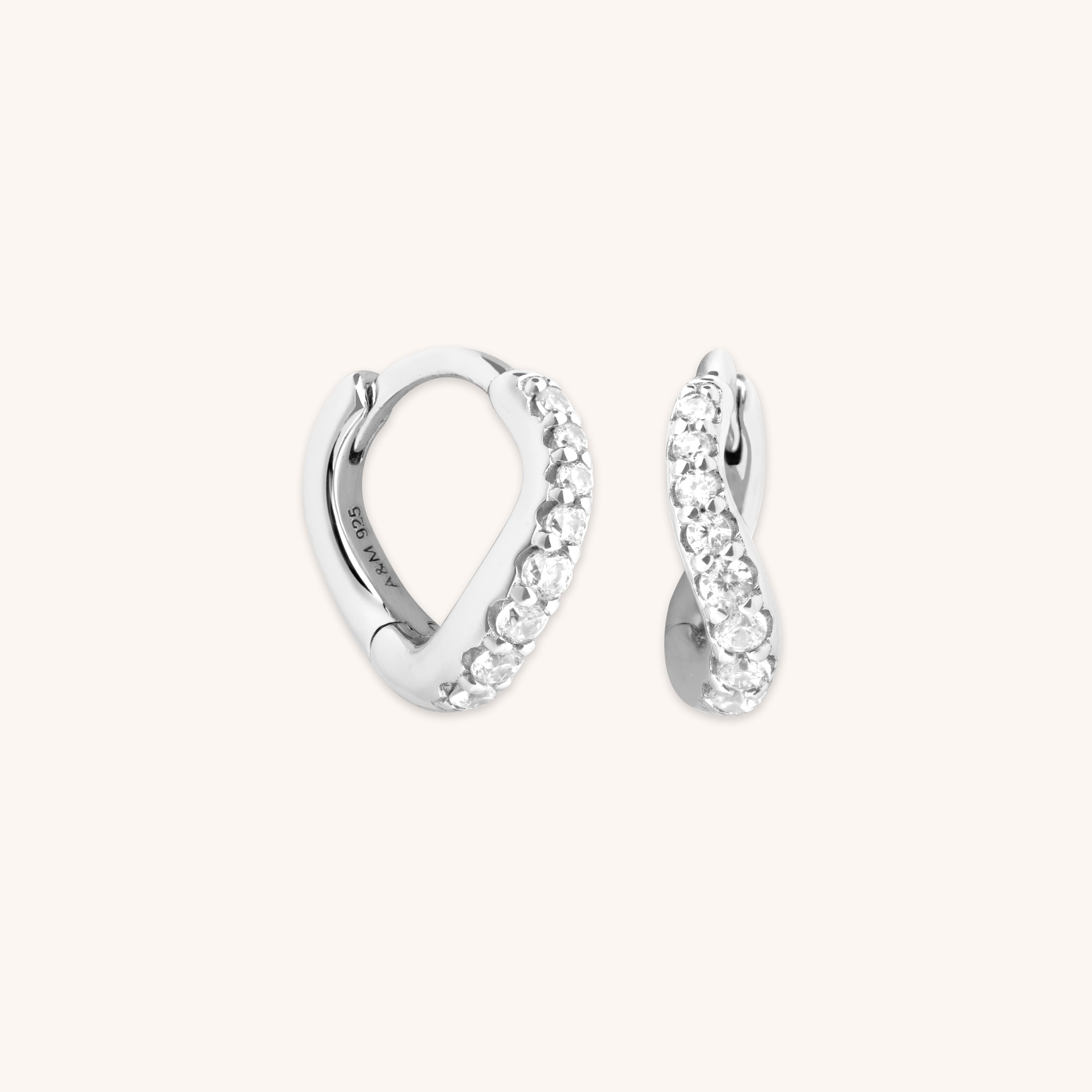 Wave Crystal Huggies in Silver