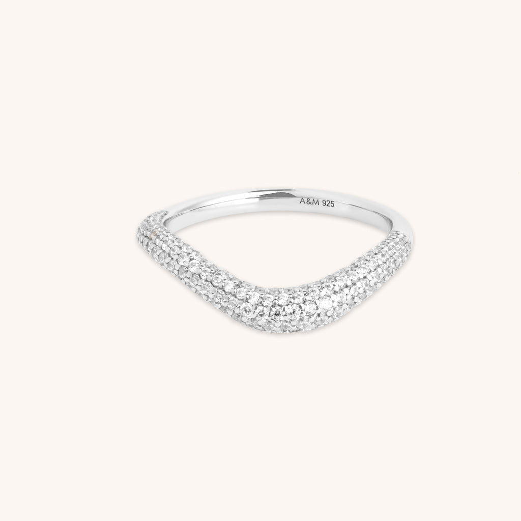 Wave Crystal Ring in Silver