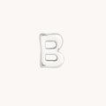 B Initial Click Charm in Solid White Gold