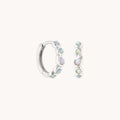 Opal Pear Bezel Huggies in Solid White Gold