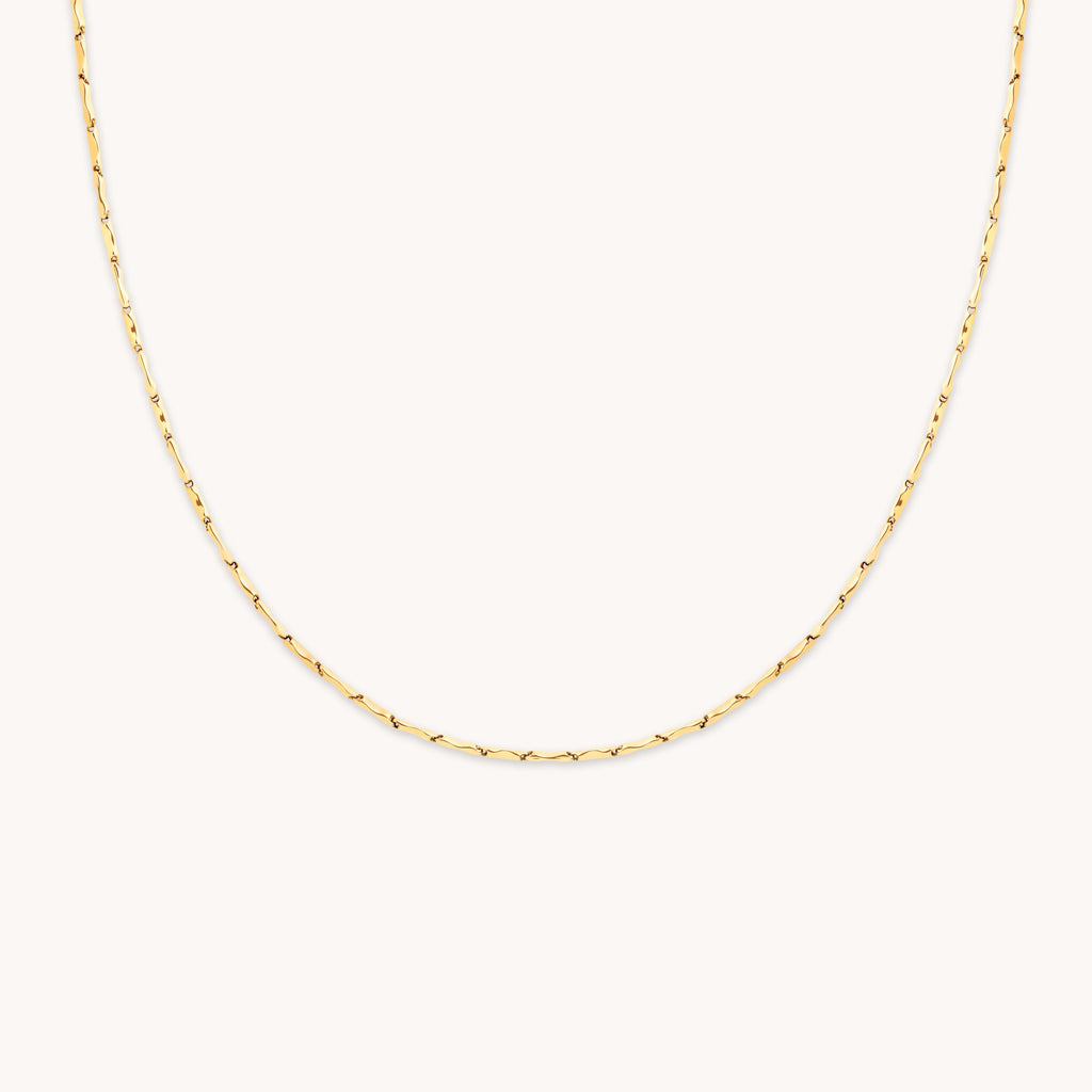 Molten Bar Chain Necklace in Solid Gold