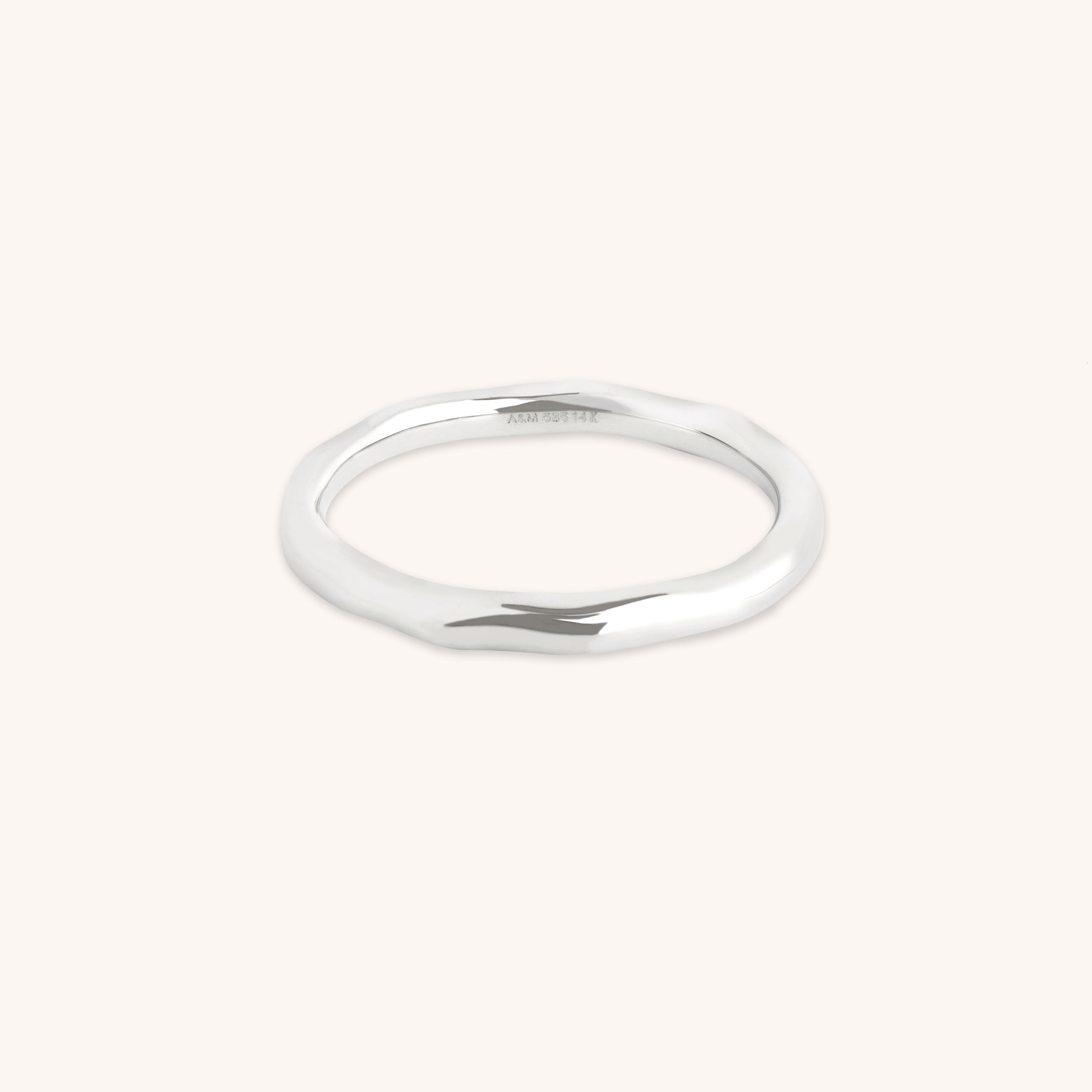 Molten Band Ring in Solid White Gold